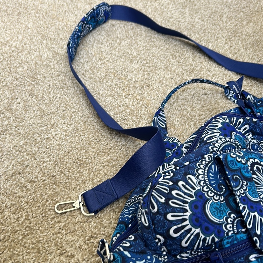 Vera Bradley Blue Floral Quilted Tote Bag - Picture 6 of 7